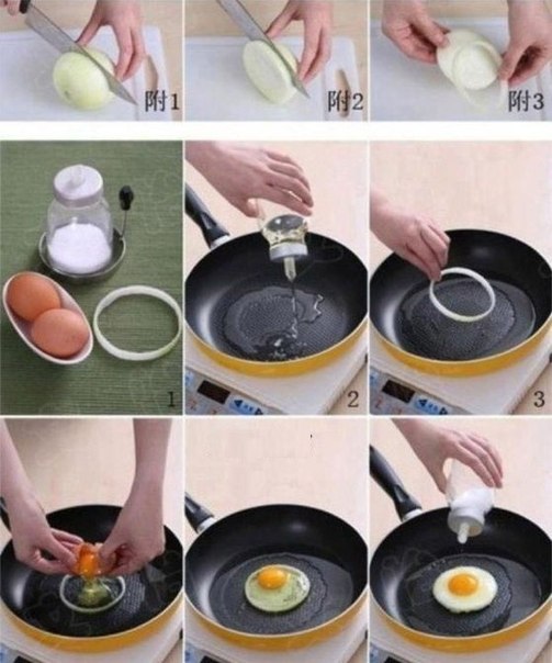 Простой способ сделать жареное идеально ровное яйцо.