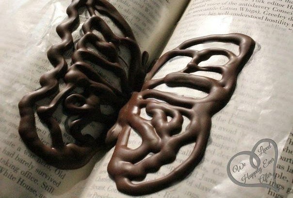 Как с помощью книги превратить жидкий шоколад в объемное украшение для торта