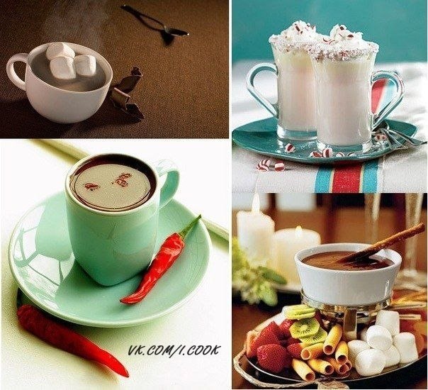 Пять популярных рецептов горячего шоколада.