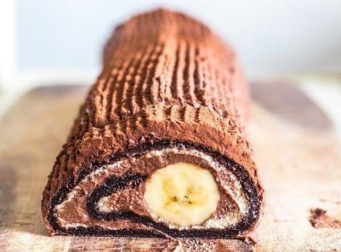 Шоколадно-банановый рулет за 15 минут 