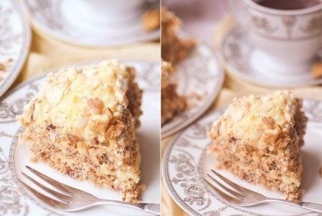Ореховый торт-безе с заварным кремом 