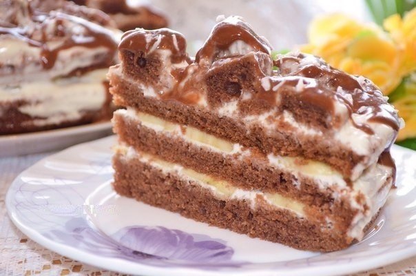 Шоколадно - банановый торт