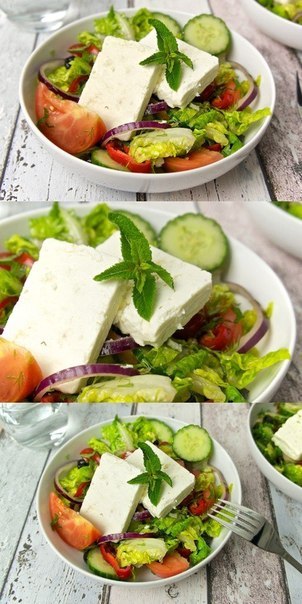 Греческий салат с брынзой.