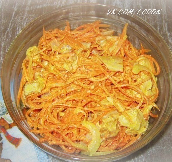 Салат из копченой курицы и моркови по-корейски