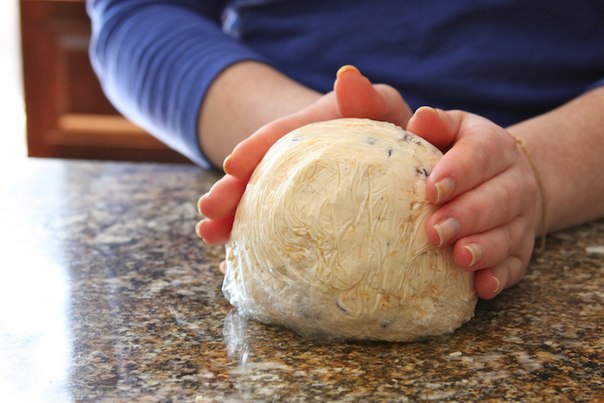 Сырный шар с клюквой и орехами.